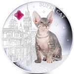 Fiji SUPER CAT - SPHYNX $2 Silver Coin 2013 Gem inlay Proof 1 oz